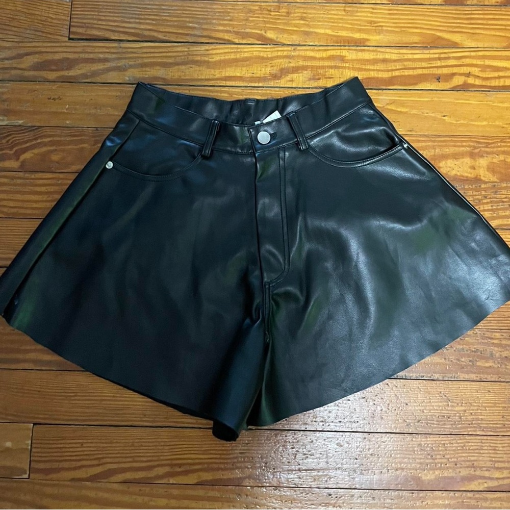 Black Leather Women Shorts